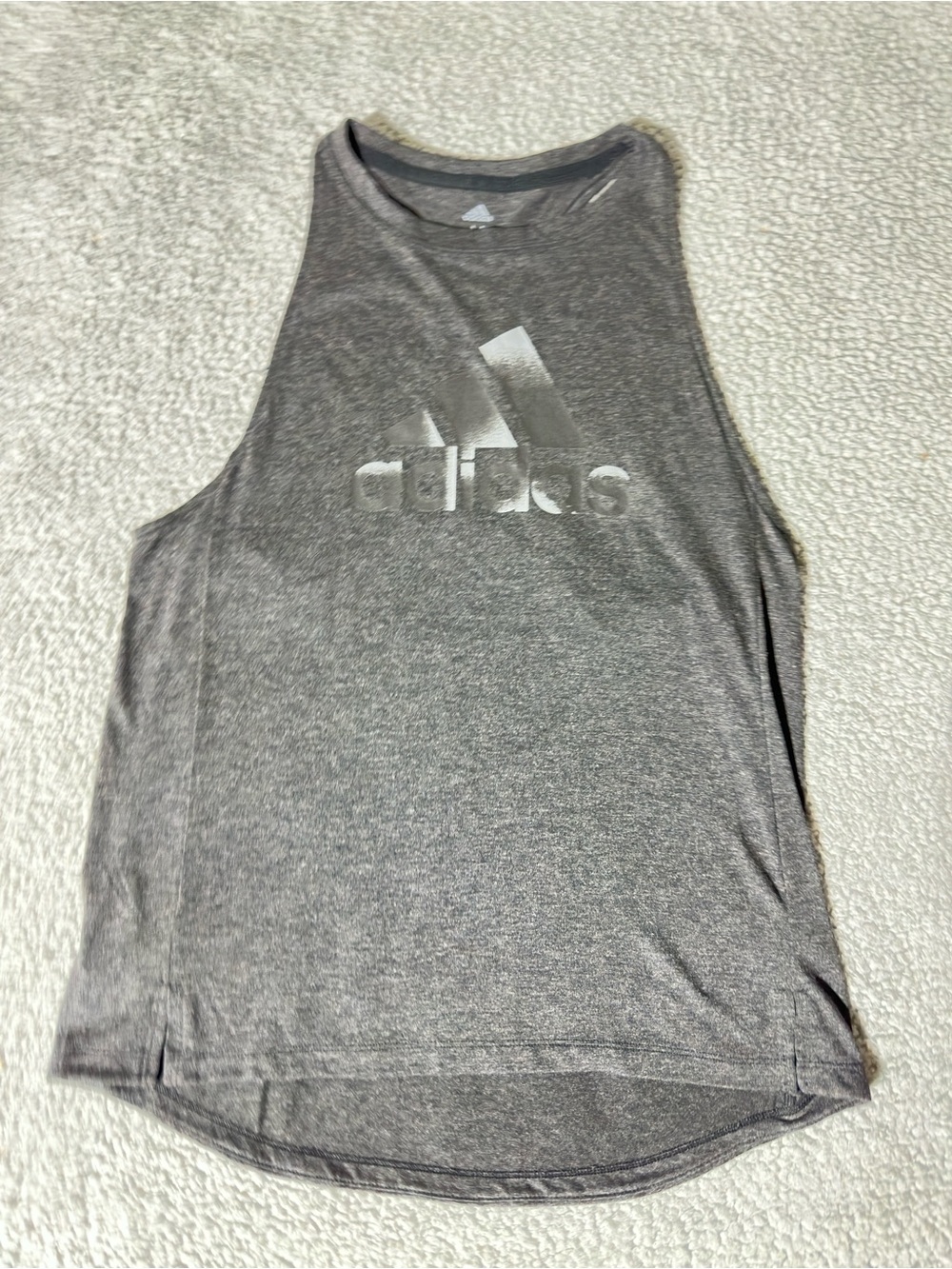 Adidas Gray Logo Racerback Tank Top Women’s Medium Climalite Athletic Workout